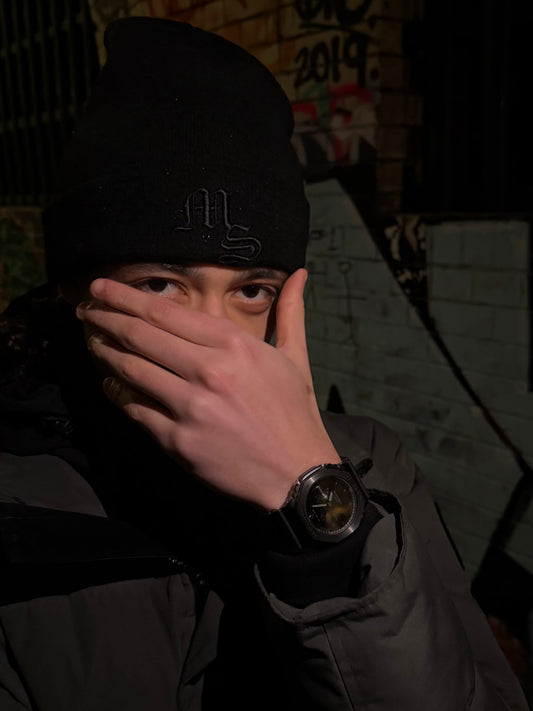 BLACK ON BLACK MANNYSTYLE BEANIE